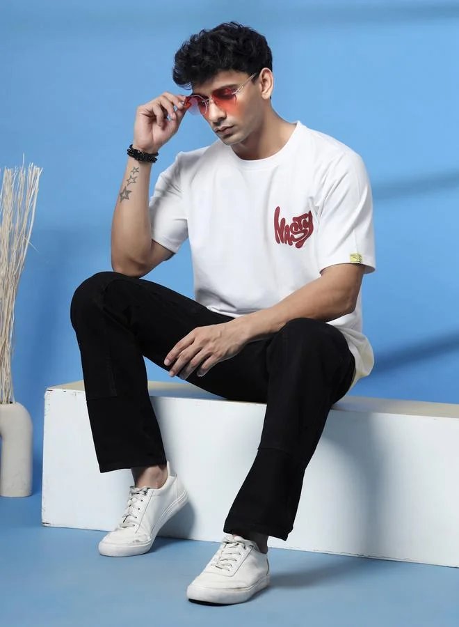 Take Two Rigo Men White Terry Oversized Printed T-shirt By Rigo